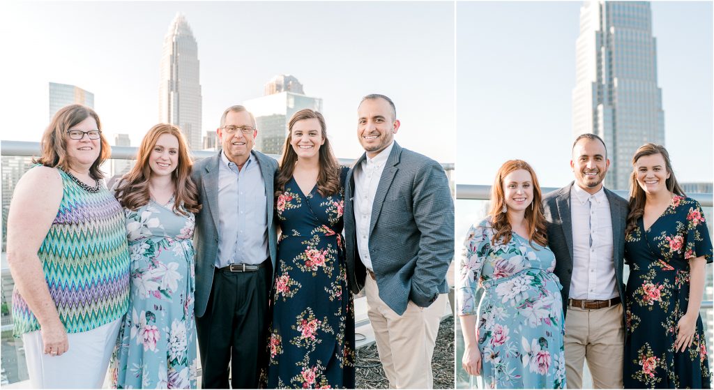 Charlotte NC Event Wedding Photographer retirement event rooftop fahrenheit bar charlotte uptown bank of america building family formal portrait