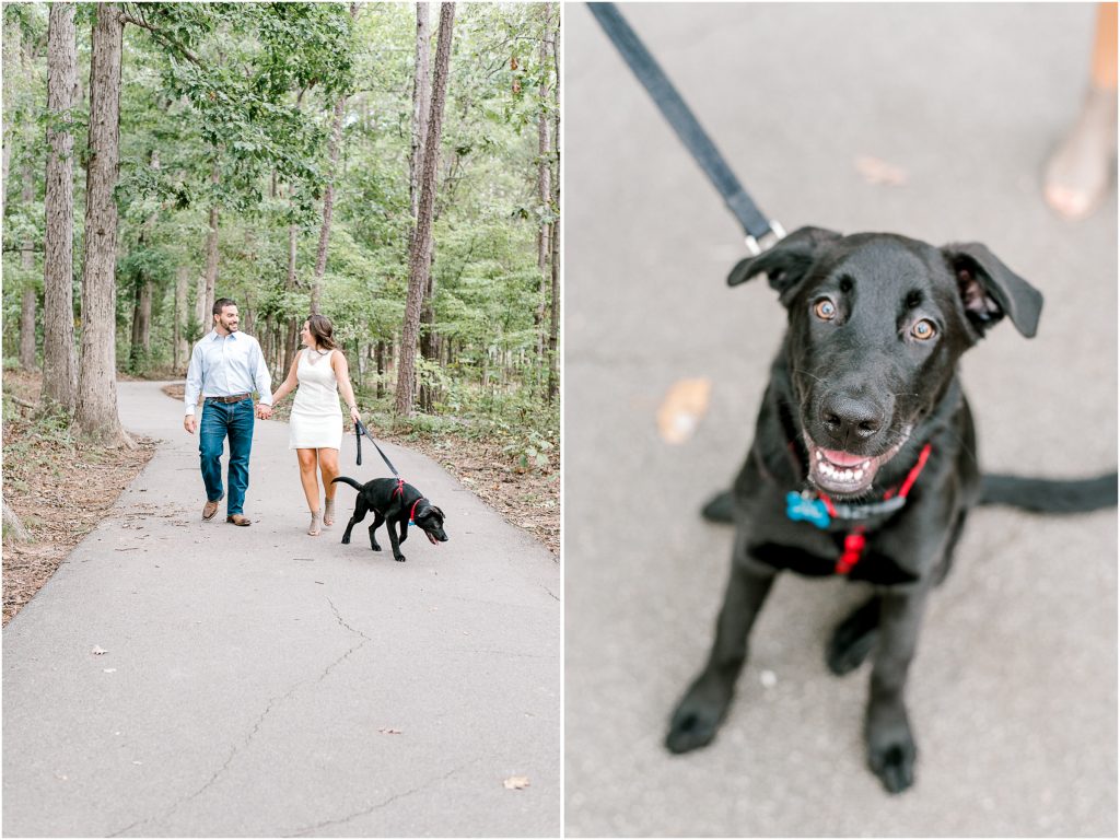 Lake Norman Engagement Session Charlotte NC Wedding Photographer Dog Bright and Airy Alyssa Frost Photography
