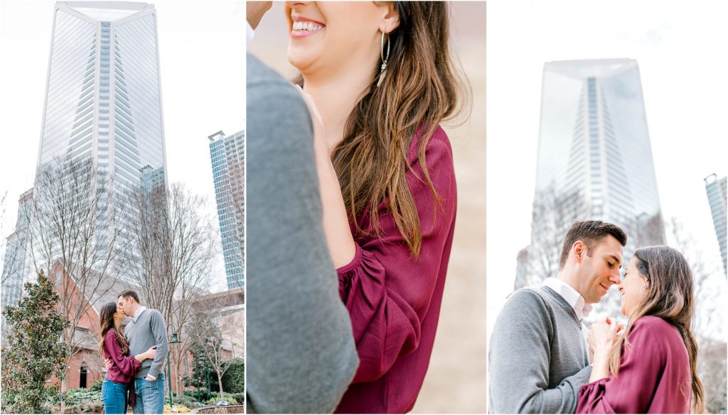 Uptown Charlotte Engagement Session Charlotte Wedding Photographer Mint Museum Charlotte Convention Center