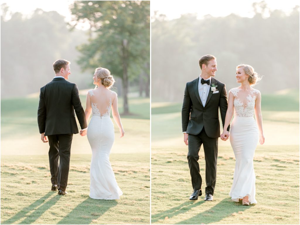 firethorne country club wedding sunset portraits bride and groom