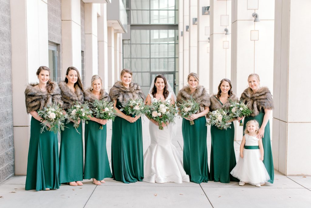 uptown charlotte convention center bride and bridesmaids