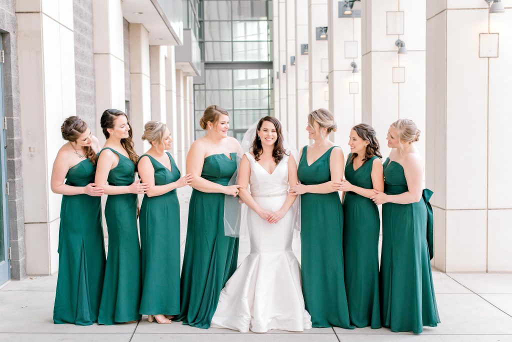 uptown charlotte convention center bride and bridesmaids