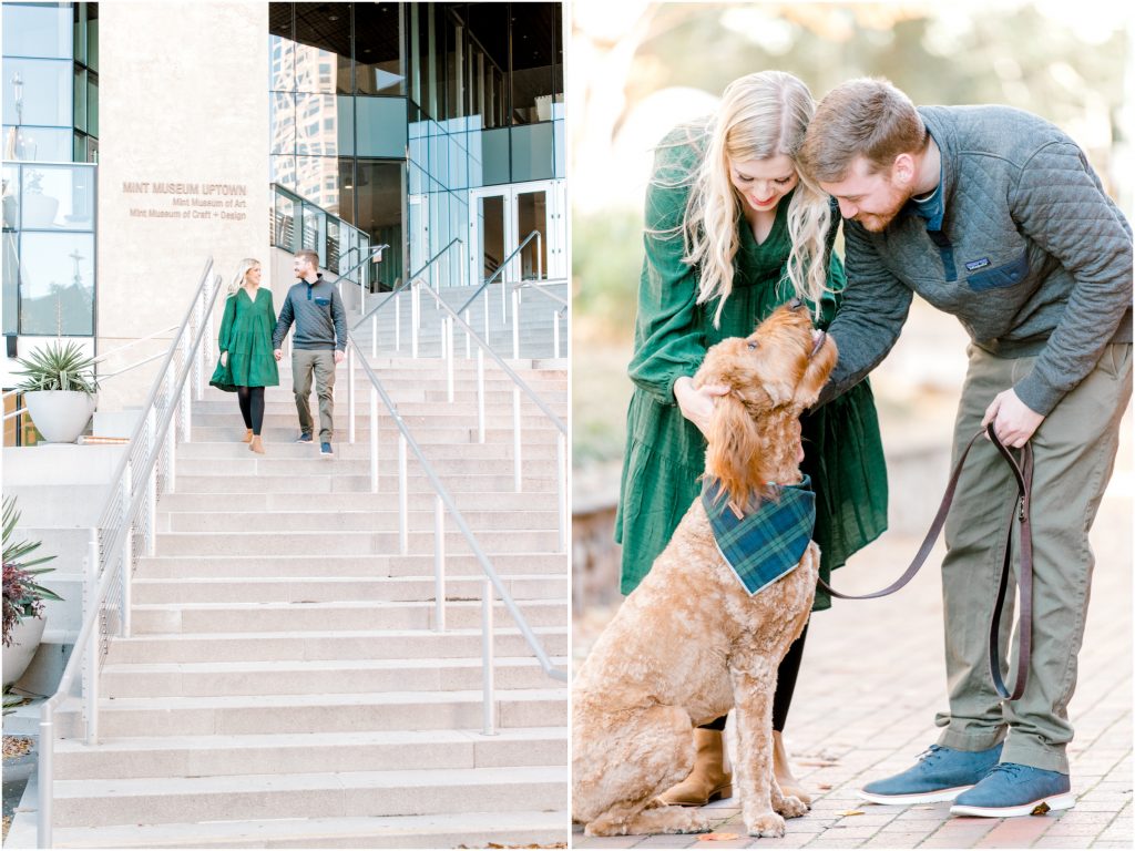 fall uptown charlotte engagement session mint museum