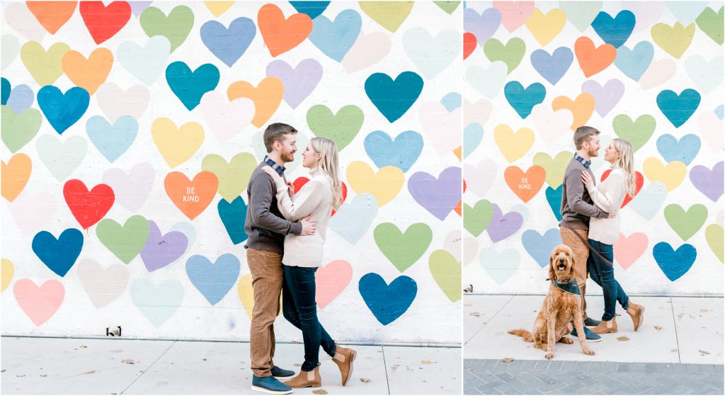 Fall South End Engagement Session Confetti Hearts Wall