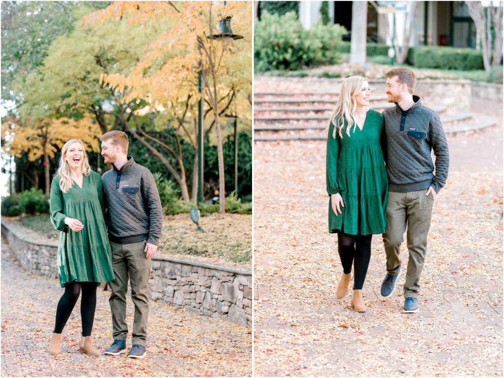 fall uptown charlotte engagement session
