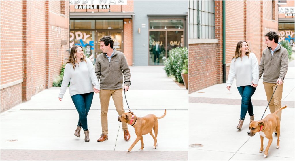 South End Charlotte Dog Engagement Photo