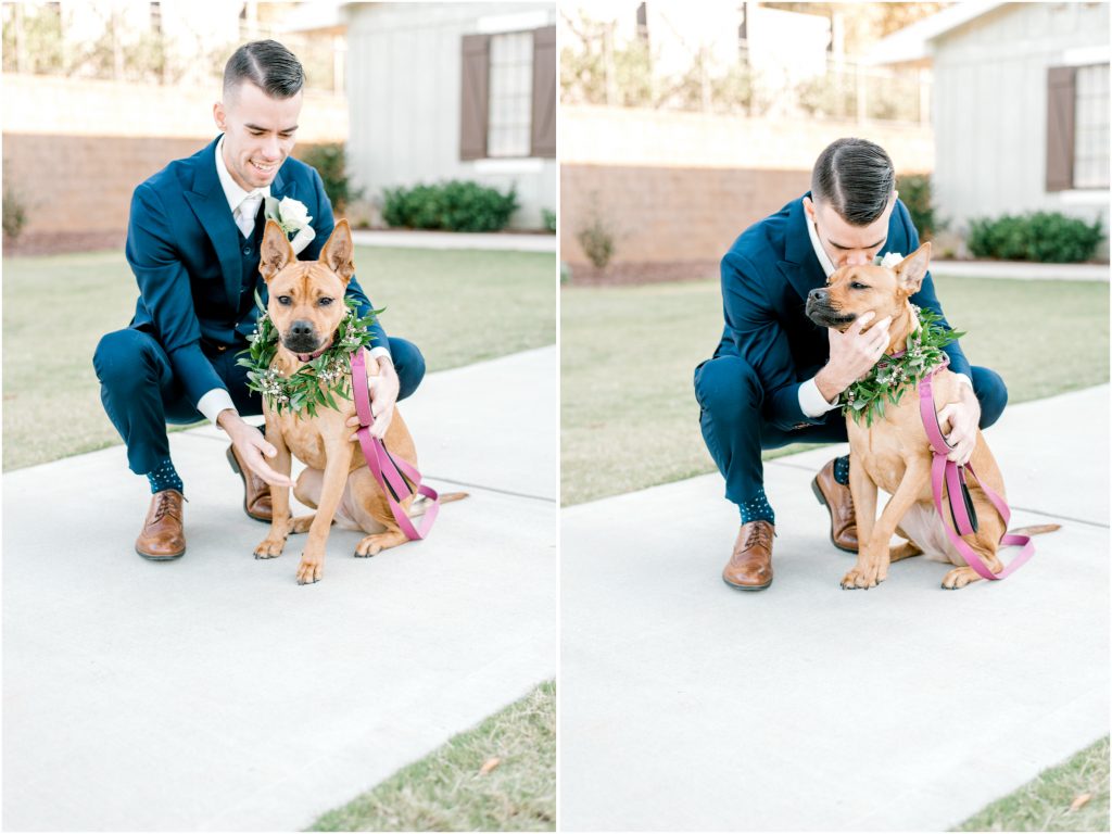 groom and dog