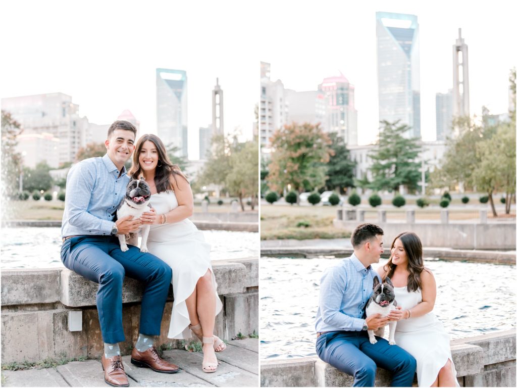 uptown charlotte engagement session with dog