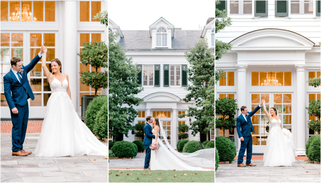 Bride and groom portraits at Duke Mansion