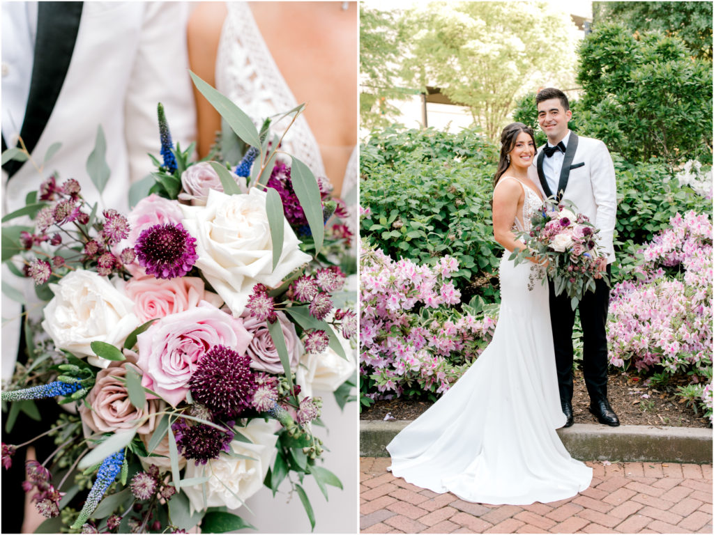 bride and groom portraits at Romare Bearden Park