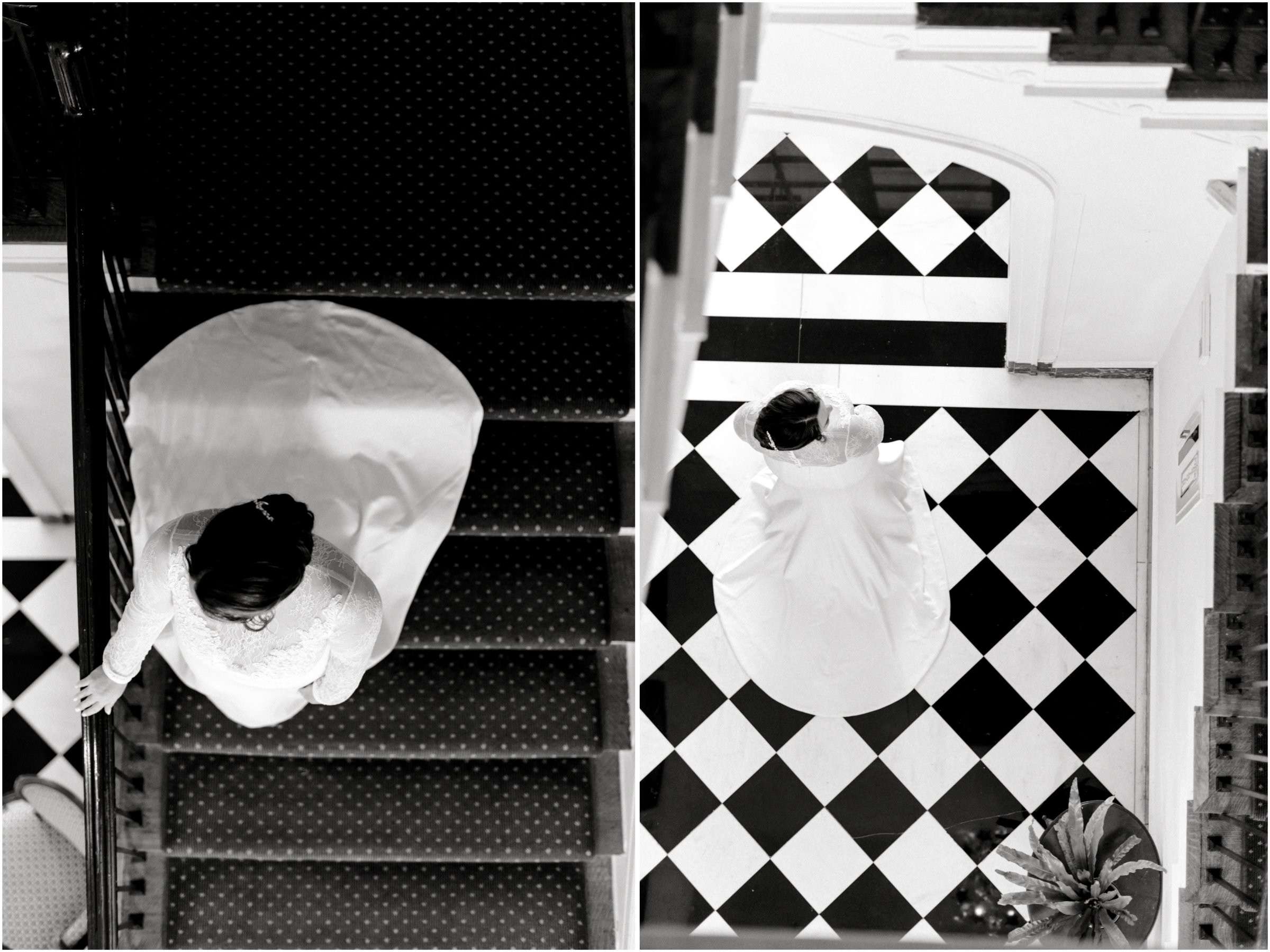 Duke Mansion bridal portraits black and white tile room