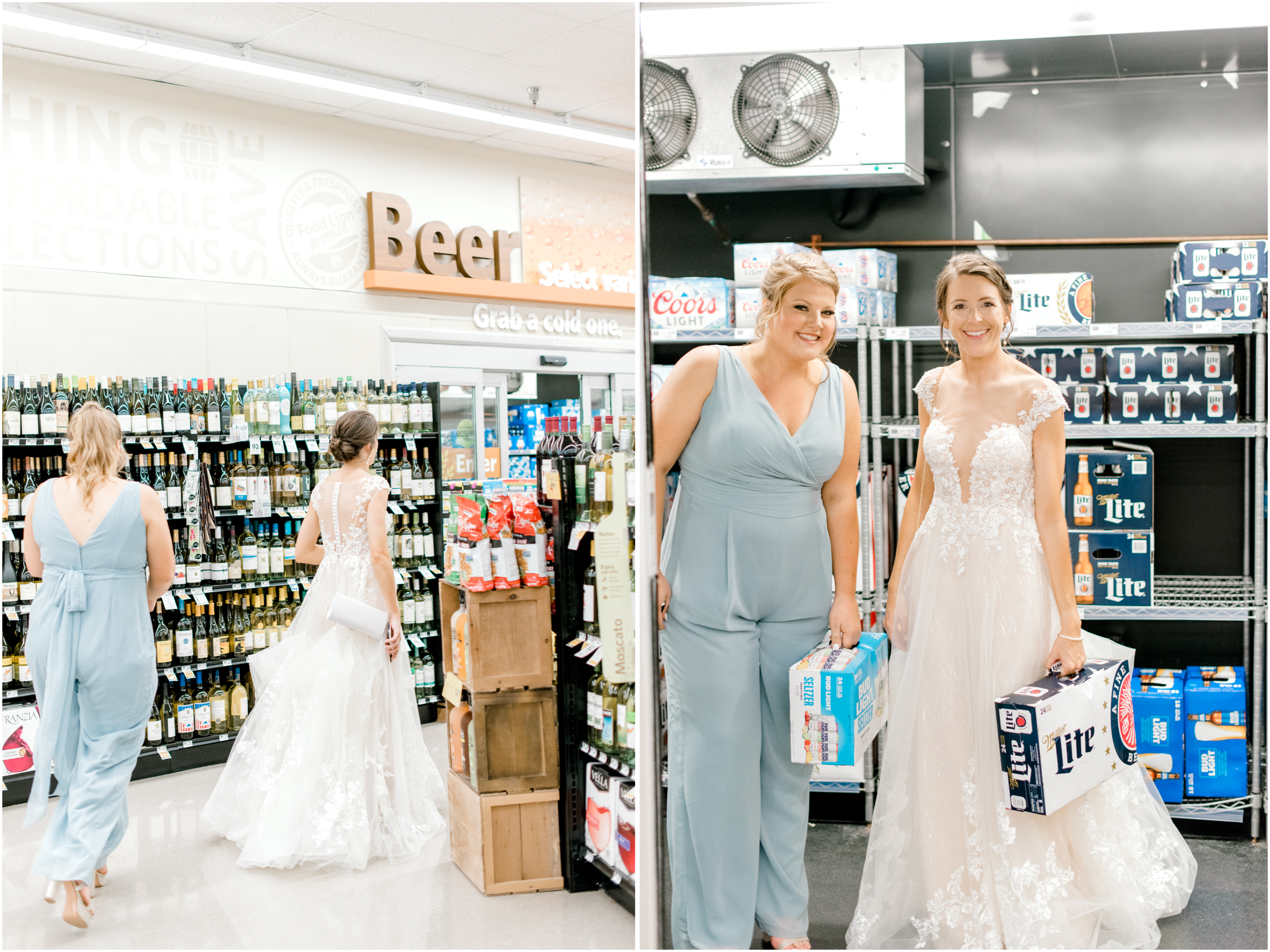bride shopping at grocery store