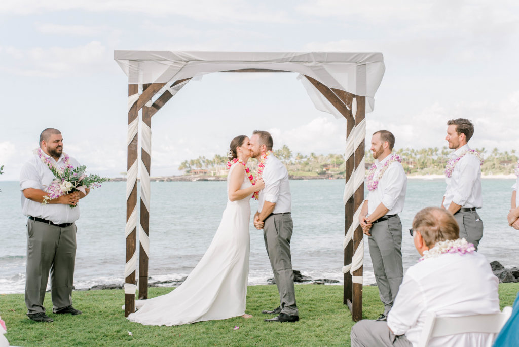 Big Island Hawaii wedding ceremony bride and groom