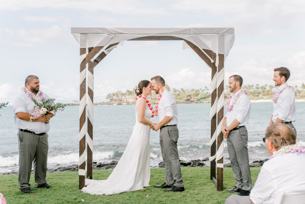 Big Island Hawaii wedding ceremony bride and groom