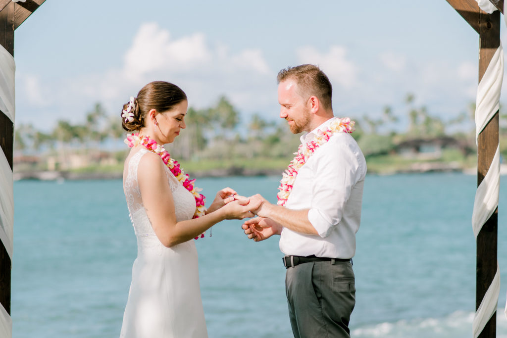 beach wedding ceremony ring exchange
